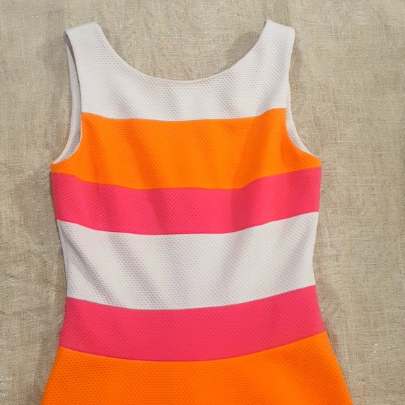 HONEY & BEAU Size 8 orange and pink stripe dress - Picture 2 of 5